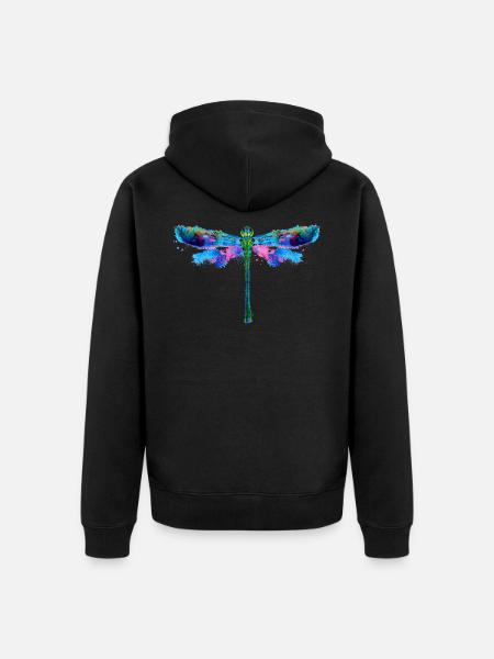 Dragonflies tegning insekt kunst maleri - Premium økologisk unisex-hættejakke - sort
