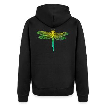 Filigree dragonfly realistic insect mandala - Unisex Premium Organic Zip Hoodie - black - Back - Nico (187cm)