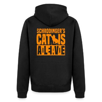Schrödinger's Katze lebt stirbt lebendig oder tot - Unisex Premium Bio Zip Hoodie - Schwarz - Hinten - Nico (187cm)