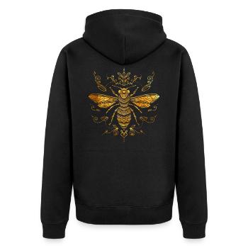 Tatouage tribal mandala abeilles - Veste à capuche bio Premium Unisexe - noir - Dos - Nico (187cm)