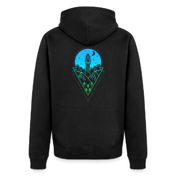 Espace lunaire de lancement de fusée minimal simple - Veste à capuche bio Premium Unisexe - noir - Dos - Nico (187cm)