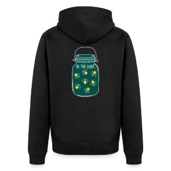 Be the Light! Camping Natur Glühwürmchen Sommer - Unisex Premium Bio Zip Hoodie - Schwarz - Hinten - Nico (187cm)