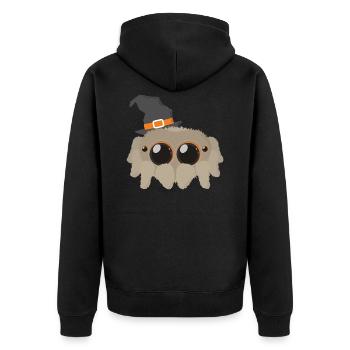 Araignée d'halloween mignonne avec des lunettes de soleil et un chapeau - Veste à capuche bio Premium Unisexe - noir - Dos - Nico (187cm)