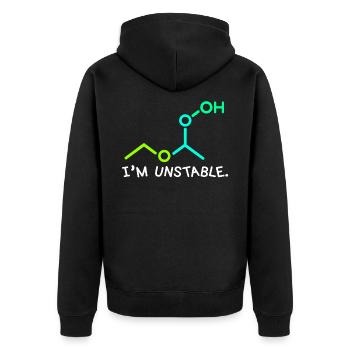 Oh oh je suis instable - blague chimiste chimiste amusant - Veste à capuche bio Premium Unisexe - noir - Dos - Nico (187cm)