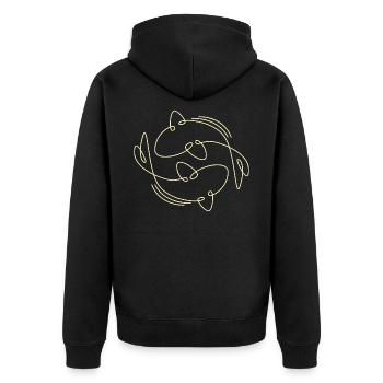 Illustration de poisson carpe Koi minimaliste - Veste à capuche bio Premium Unisexe - noir - Dos - Nico (187cm)