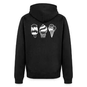 Eis - Unisex Premium Bio Zip Hoodie - Schwarz - Hinten - Nico (187cm)