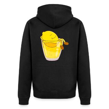 Süßes Zitrone in Zitronen Limonade Softdrink - Unisex Premium Bio Zip Hoodie - Schwarz - Hinten - Nico (187cm)