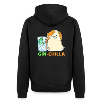 Gin-Chilla Mignon Chinchilla avec gin verre cadeau - Veste à capuche bio Premium Unisexe - noir - Dos - Nico (187cm)