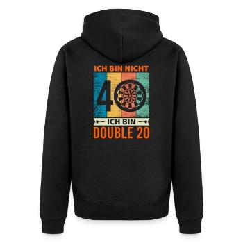 40. Geburtstag Dart - Unisex Premium Bio Zip Hoodie - Schwarz - Hinten - Nico (187cm)