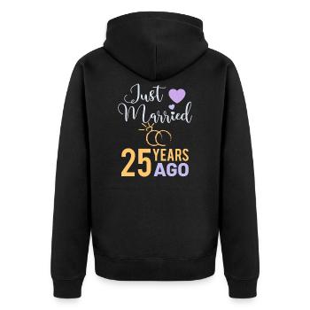 25 Jahre verheiratet Silberhochzeit - Unisex Premium Bio Zip Hoodie - Schwarz - Hinten - Nico (187cm)
