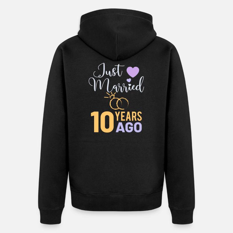 10 ans de mariage anniversaire de mariage cadeau de mariage - Veste à capuche bio Premium Unisexe - noir