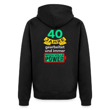 40 Jahre Arbeit Dienstjubiläum Spruch - Unisex Premium Bio Zip Hoodie - Schwarz - Hinten - Nico (187cm)