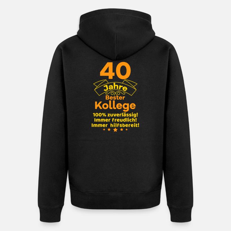 40 Jahre bester Kollege Dienstjubiläum Geschenk - Unisex Premium Bio Zip Hoodie - Schwarz