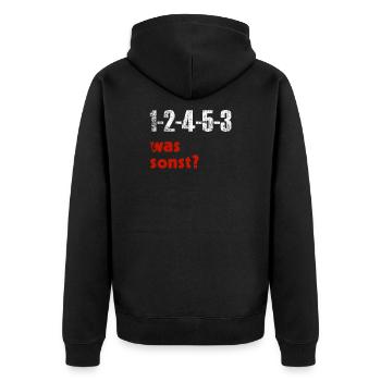 5 Zylinder Motor was sonst Auto Kfz Mechaniker - Unisex Premium Bio Zip Hoodie - Schwarz - Hinten - Nico (187cm)