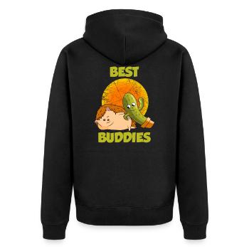 Igel Kaktus Best Buddies - Unisex Premium Bio Zip Hoodie - Schwarz - Hinten - Nico (187cm)