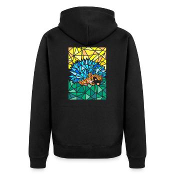 Igel Polygon Abstrakte Kunst - Unisex Premium Bio Zip Hoodie - Schwarz - Hinten - Nico (187cm)