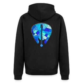 Gitarre Bass E-Gitarre - Unisex Premium Bio Zip Hoodie - Schwarz - Hinten - Nico (187cm)