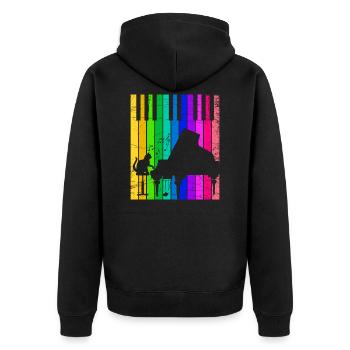 Klavier Flügel musikalische Katze Kätzchen Musik - Unisex Premium Bio Zip Hoodie - Schwarz - Hinten - Nico (187cm)