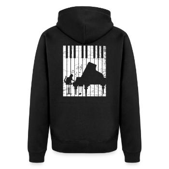 Musique chat musique chaton piano piano à queue - Veste à capuche bio Premium Unisexe - noir - Dos - Nico (187cm)