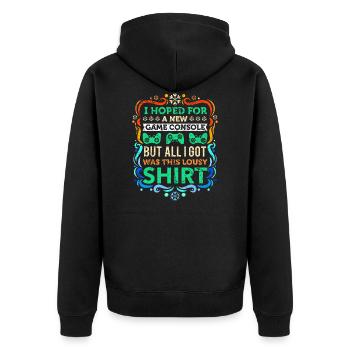 Irony Ugly Christmas Gamer Gaming Gift - Unisex Premium Organic Zip Hoodie - black - Back - Nico (187cm)
