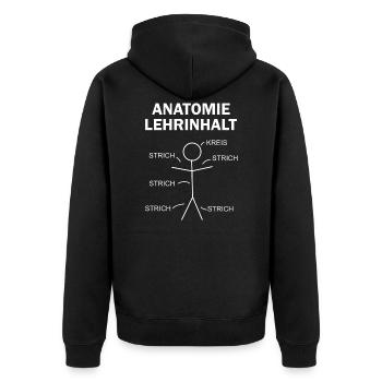 Anatomie Medizin Student Studium Arzt Arzthelfer - Unisex Premium Bio Zip Hoodie - Schwarz - Hinten - Nico (187cm)