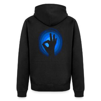 OK Hand Signal Diver Diving Certificate Gift - Unisex Premium Organic Zip Hoodie - black - Back - Nico (187cm)