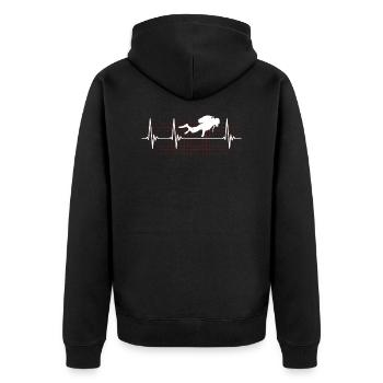 Scuba certification diver gift heartbeat heart line - Unisex Premium Organic Zip Hoodie - black - Back - Nico (187cm)