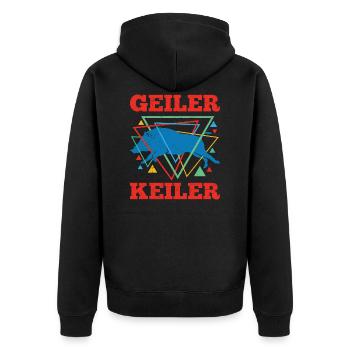 Geometrische Jagd Spruch Jäger Geschenk Rotwild - Unisex Premium Bio Zip Hoodie - Schwarz - Hinten - Nico (187cm)