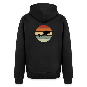 Taucher Silhouette Tauch Design Geschenk Scuba - Unisex Premium Bio Zip Hoodie - Schwarz - Hinten - Nico (187cm)