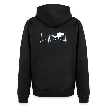 Diver Heart Line Heartbeat cadeau de plongeur - Veste à capuche bio Premium Unisexe - noir - Dos - Nico (187cm)