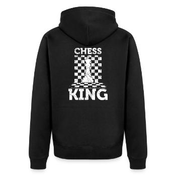 Chess king chess piece chess player gift - Unisex Premium Organic Zip Hoodie - black - Back - Nico (187cm)