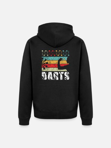 Darten retro dartspeler cadeau zeggen dartspel - Uniseks Premium bio ziphoodie - zwart