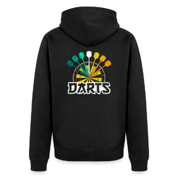 Retro dart dart player design dart gift - Unisex Premium Organic Zip Hoodie - black - Back - Nico (187cm)