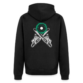 Tree cutter with chainsaw and chainsaw tree stump - Unisex Premium Organic Zip Hoodie - black - Back - Nico (187cm)