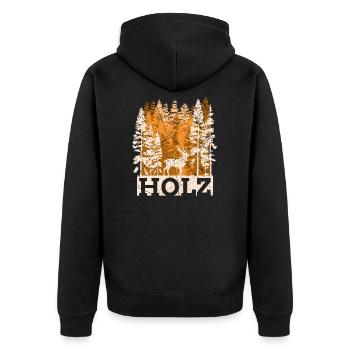 Wood Forest Lumberjack Retro Trees Gift - Unisex Premium Organic Zip Hoodie - black - Back - Nico (187cm)