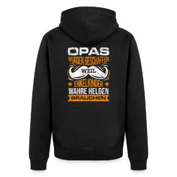 Opas die Helden für Enkelkinder Großvater Geschenk - Unisex Premium Bio Zip Hoodie - Schwarz - Hinten - Nico (187cm)