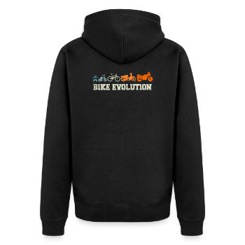 Motorradfahrer Geschenk Bike Evolution Vintage - Unisex Premium Bio Zip Hoodie - Schwarz - Hinten - Nico (187cm)