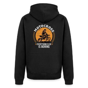 Motorcross Motorradfahrer Spruch Dirtbike Männer - Unisex Premium Bio Zip Hoodie - Schwarz - Hinten - Nico (187cm)