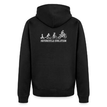 Motorcycle Evolution Motocross Mensch Entwicklung - Unisex Premium Bio Zip Hoodie - Schwarz - Hinten - Nico (187cm)