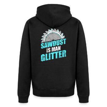 Sawdust are men's glitter carpenter do-it-yourselfers - Unisex Premium Organic Zip Hoodie - black - Back - Nico (187cm)