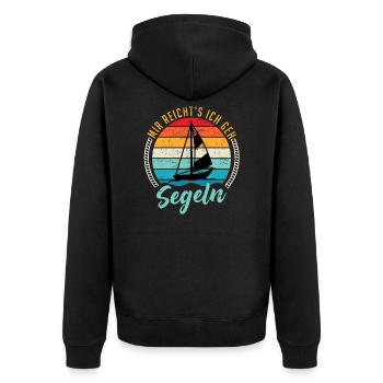 Segler Spruch Mir reichts ich geh segeln Segelboot - Unisex Premium Bio Zip Hoodie - Schwarz - Hinten - Nico (187cm)