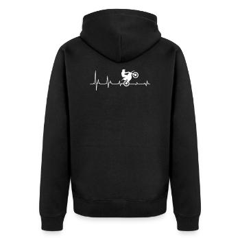 Heart rate Enduro Motocross Motorcyclist - Unisex Premium Organic Zip Hoodie - black - Back - Nico (187cm)