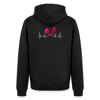 Ears Ears Heart Beat ECG Bunnies - Unisex Premium Organic Zip Hoodie - black - Back - Nico (187cm)