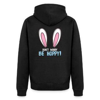 Osteregschenk ears bunnies saying be hoppy - Unisex Premium Organic Zip Hoodie - black - Back - Nico (187cm)