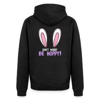 Don't worry be hoppy bunnies saying rabbit - Unisex Premium Organic Zip Hoodie - black - Back - Nico (187cm)