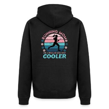 Running Gift Women's Running Mom Mom Saying - Unisex Premium Organic Zip Hoodie - black - Back - Nico (187cm)