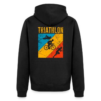 Vintage Triathlon Triathlètes cadeaux endurance - Veste à capuche bio Premium Unisexe - noir - Dos - Nico (187cm)