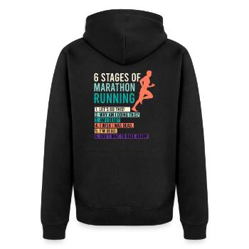 6 Stages of Marathon Running Saying Runner Funny - Unisex Premium Organic Zip Hoodie - black - Back - Nico (187cm)