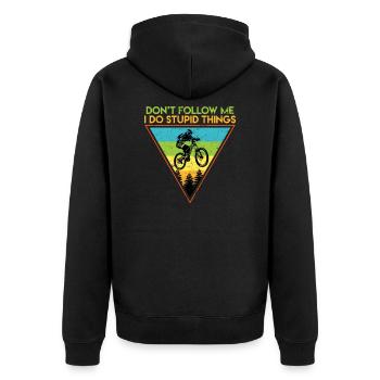 Downhill MTB Mountain Bike Cyclist Cyclist - Unisex Premium Organic Zip Hoodie - black - Back - Nico (187cm)