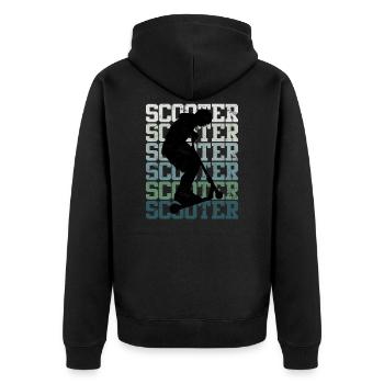 Scooter Roller Skater Schriftzug Skate Silhouette - Unisex Premium Bio Zip Hoodie - Schwarz - Hinten - Nico (187cm)